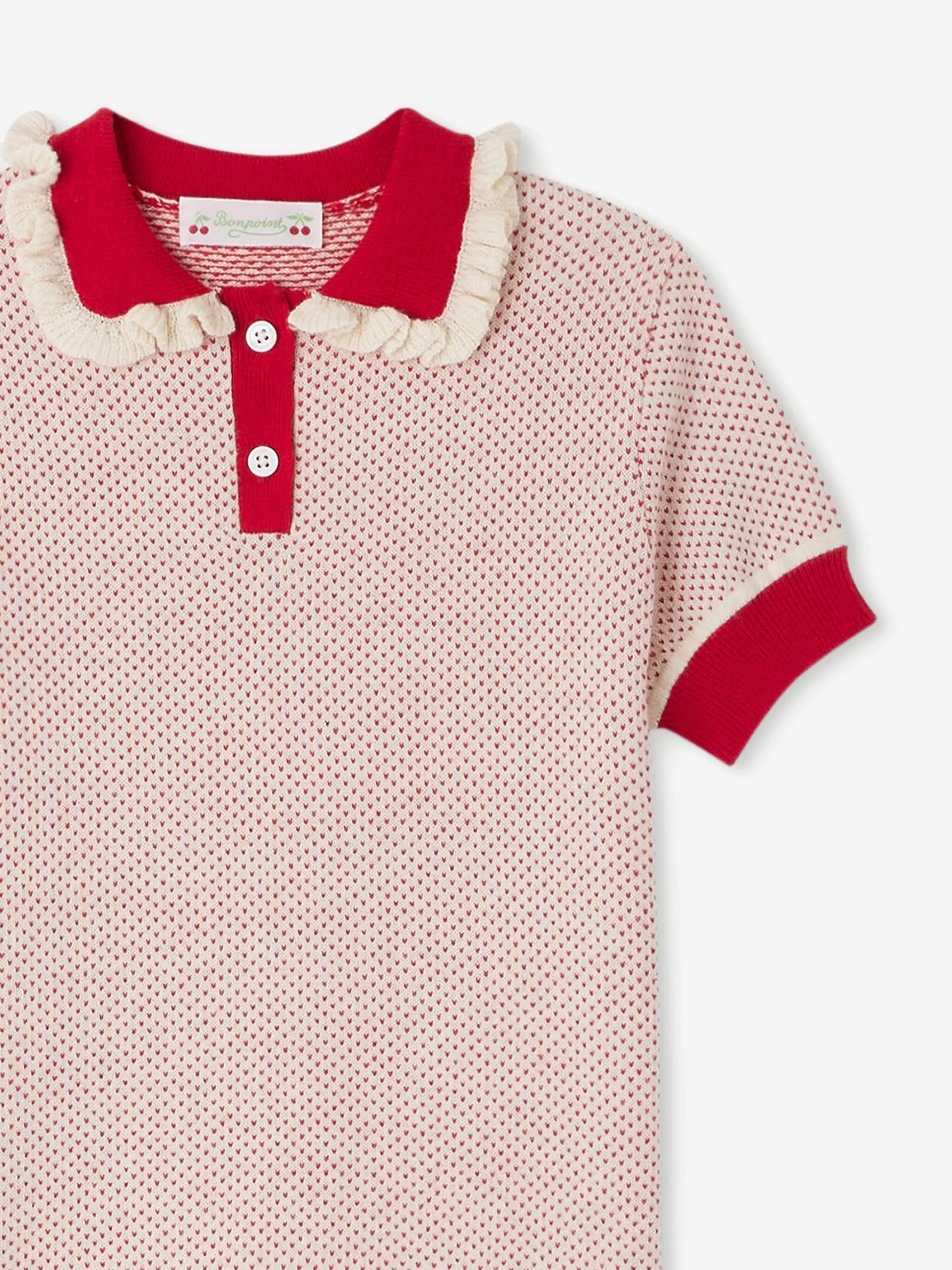 Bonpoint Girls Knitted Frynja Polo Shirt in Red