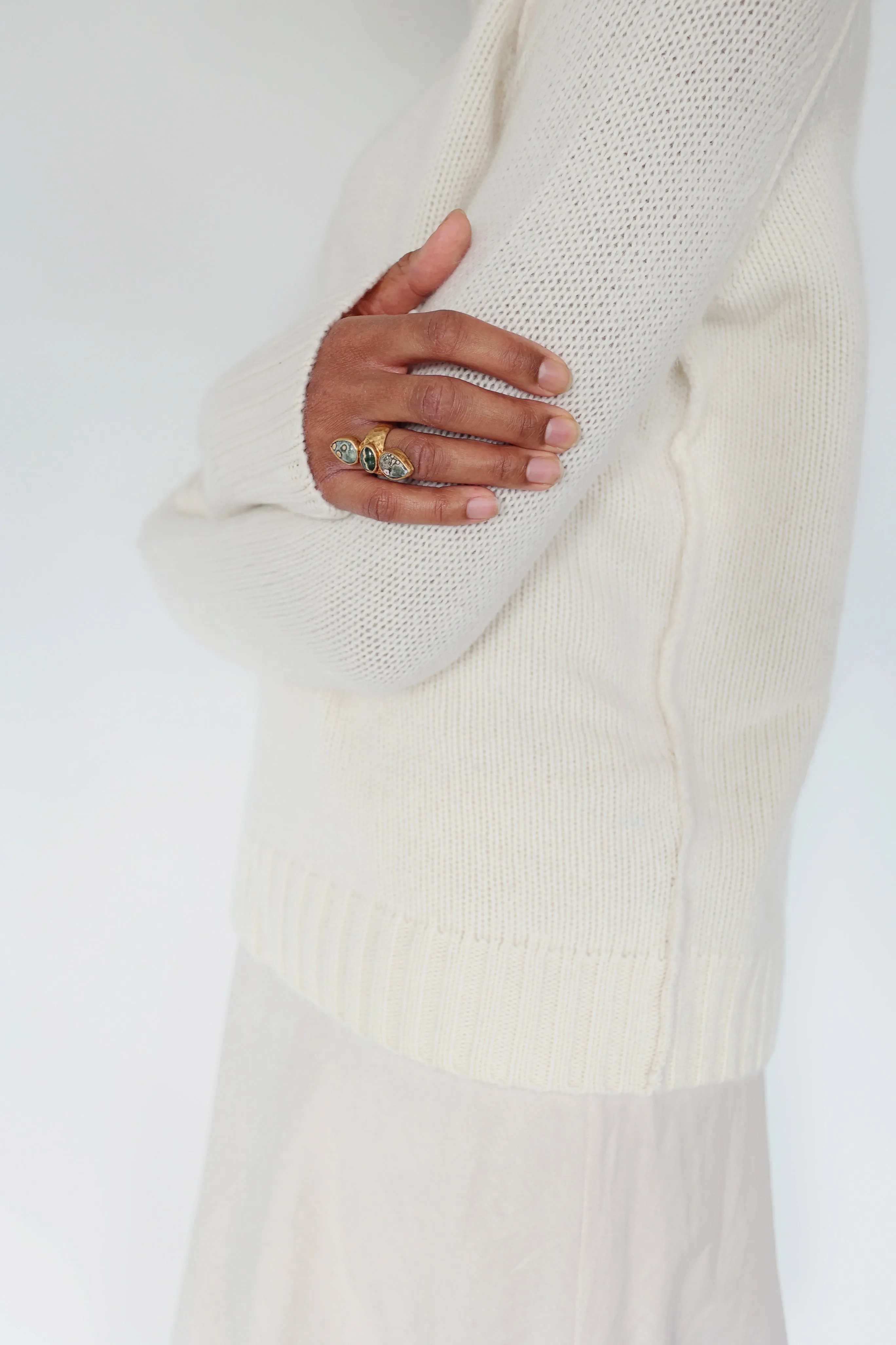 Brazeau Tricot Cashmere Creme Chunky Turtleneck Sweater