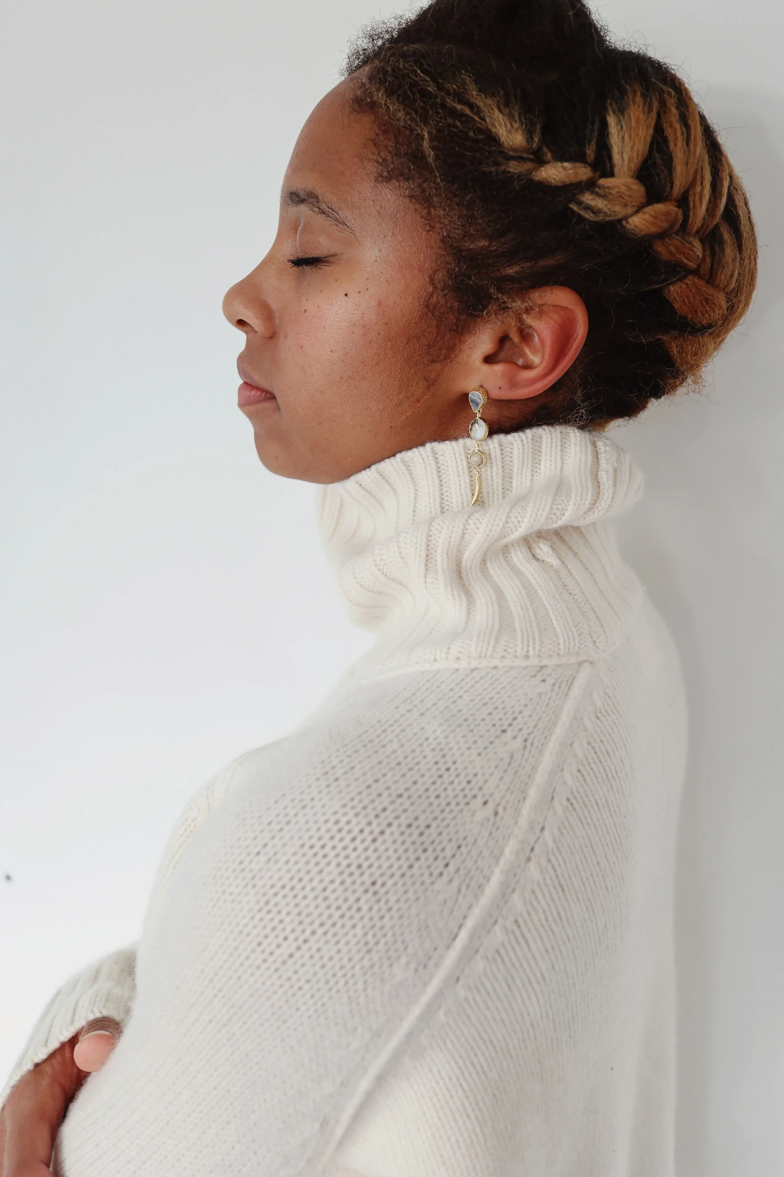 Brazeau Tricot Cashmere Creme Chunky Turtleneck Sweater