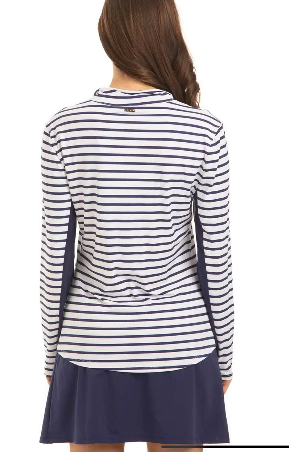 Cabana Life Navy Stripe 1/4 Zip Sport Top