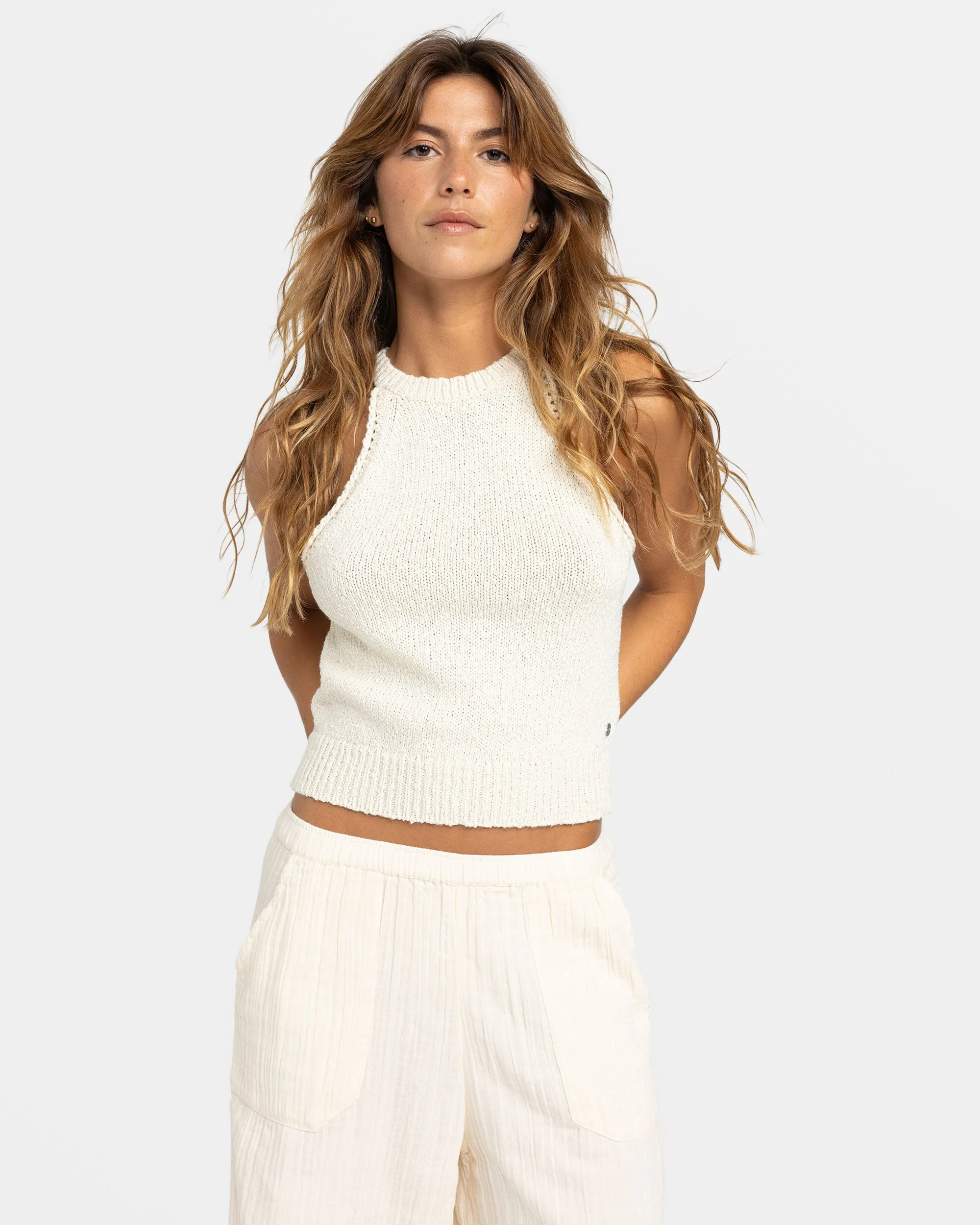 Cactus Fields Sweater Tank - Egret