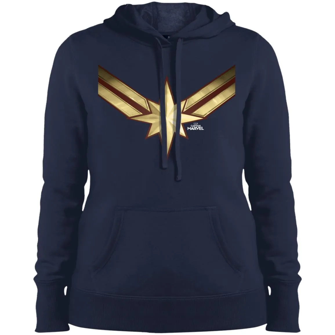 Captain Marvel Gleaming Chest Logo Women Hooded Sweatshirt