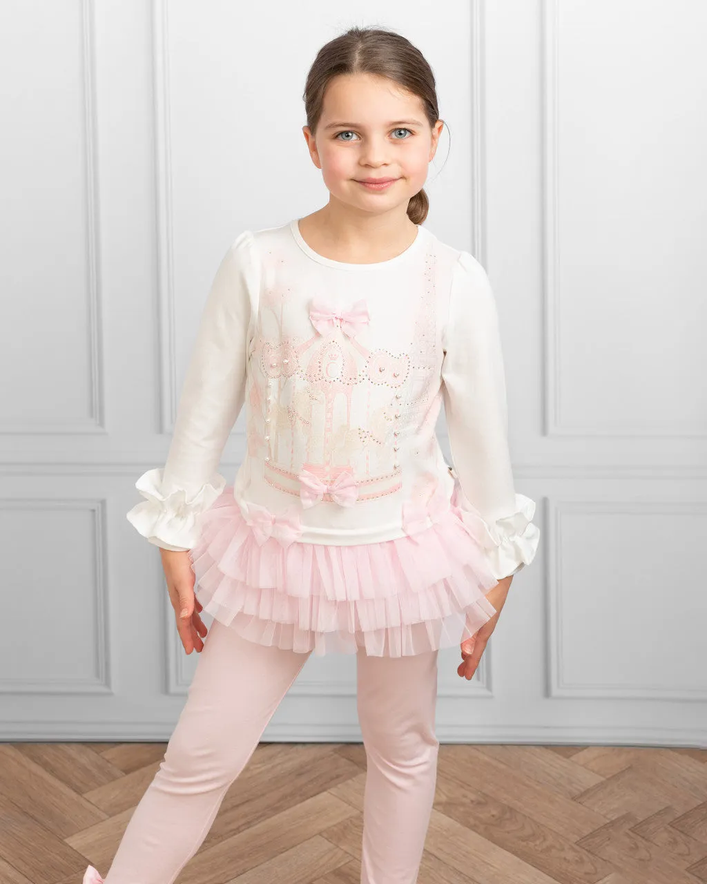 Caramelo Kids - 2 piece carousel legging outfit, pink