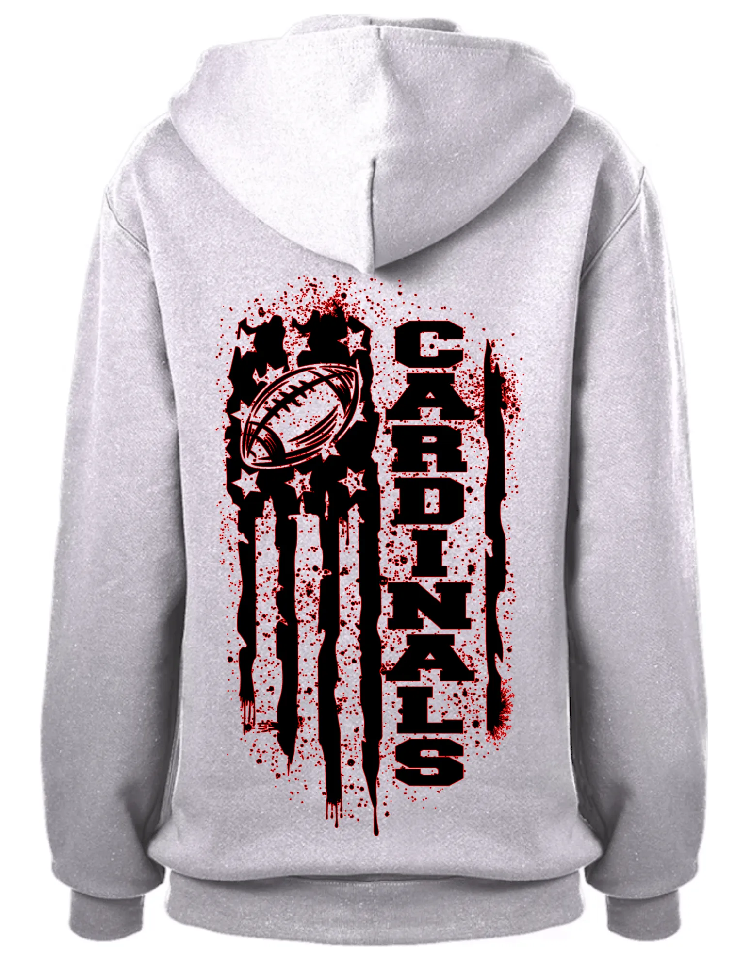 Cardinals Football Drip Dye Zip Front Hoodie- Adult