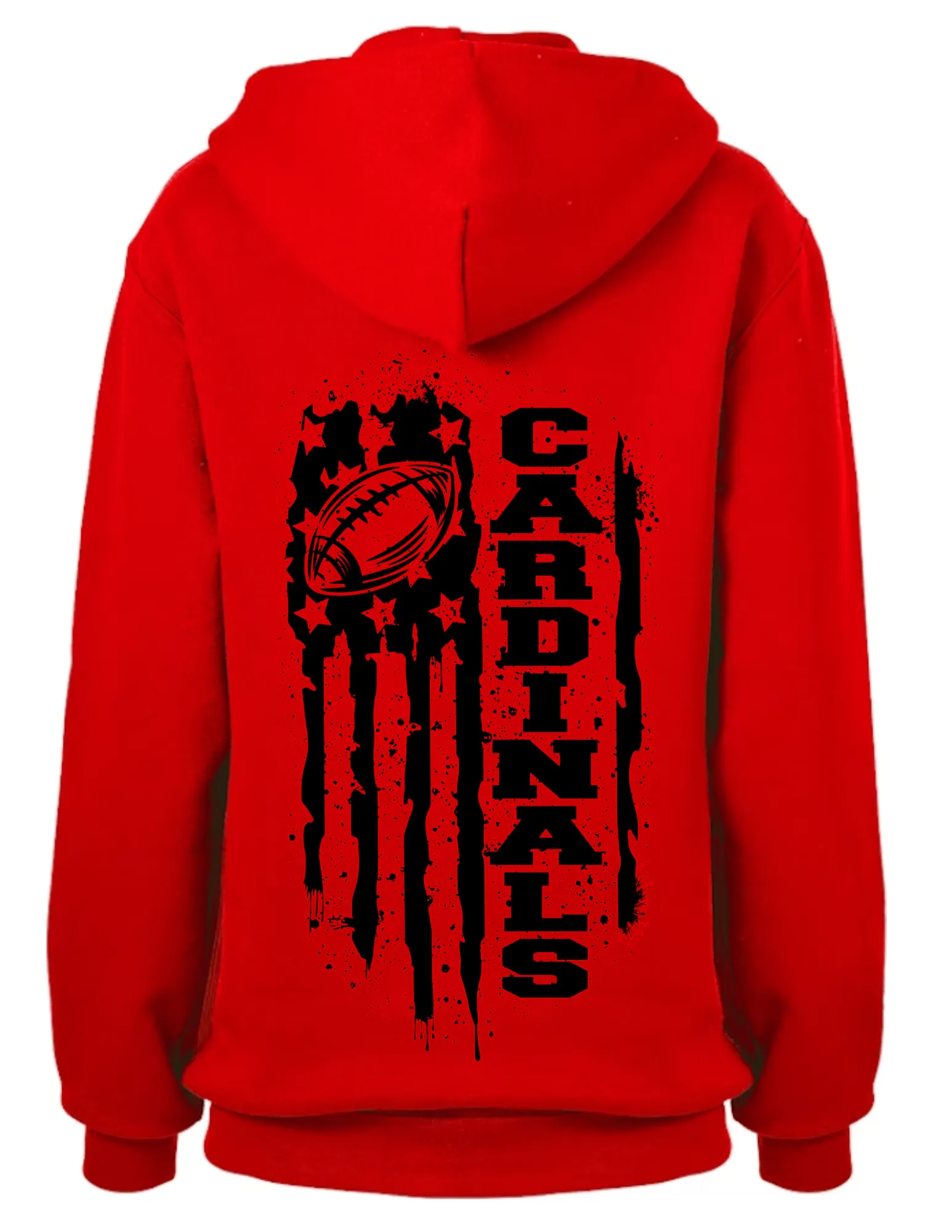 Cardinals Football Drip Dye Zip Front Hoodie- Adult