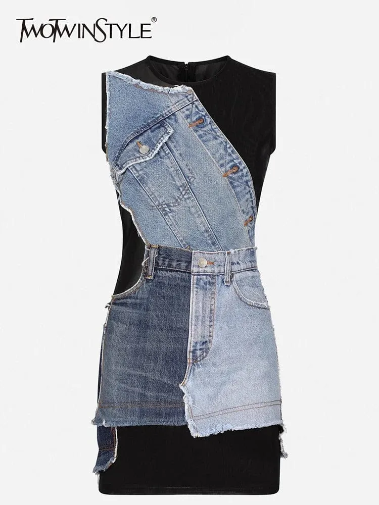 Cayley Denim Sleeveless Pockets Dress