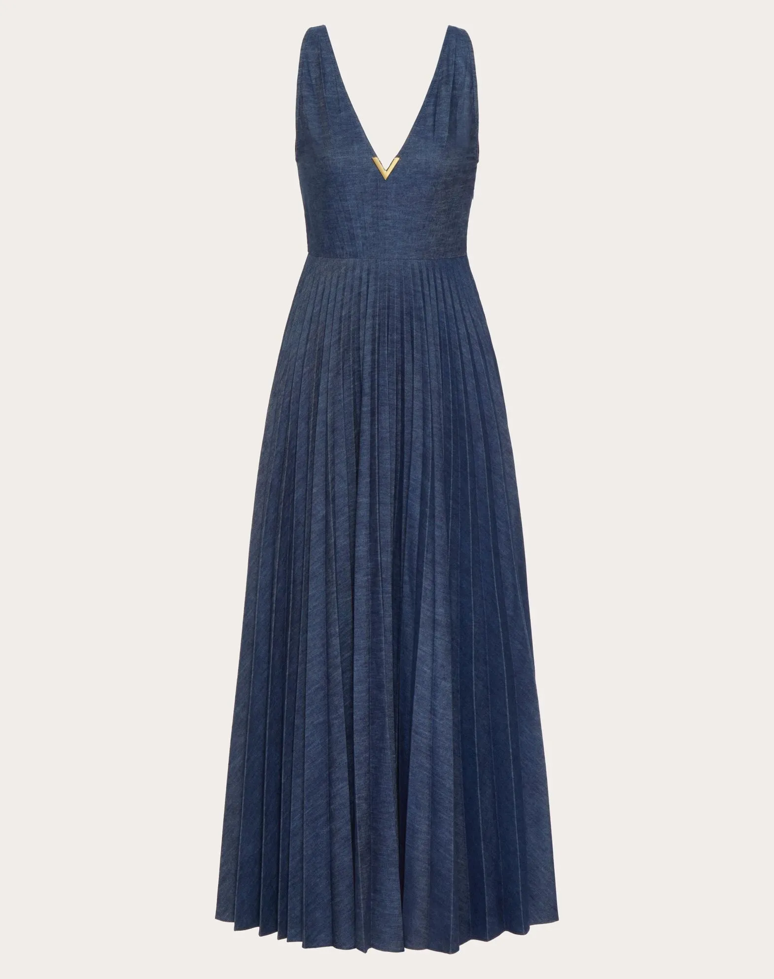 Chambray Denim Plisse' Dress