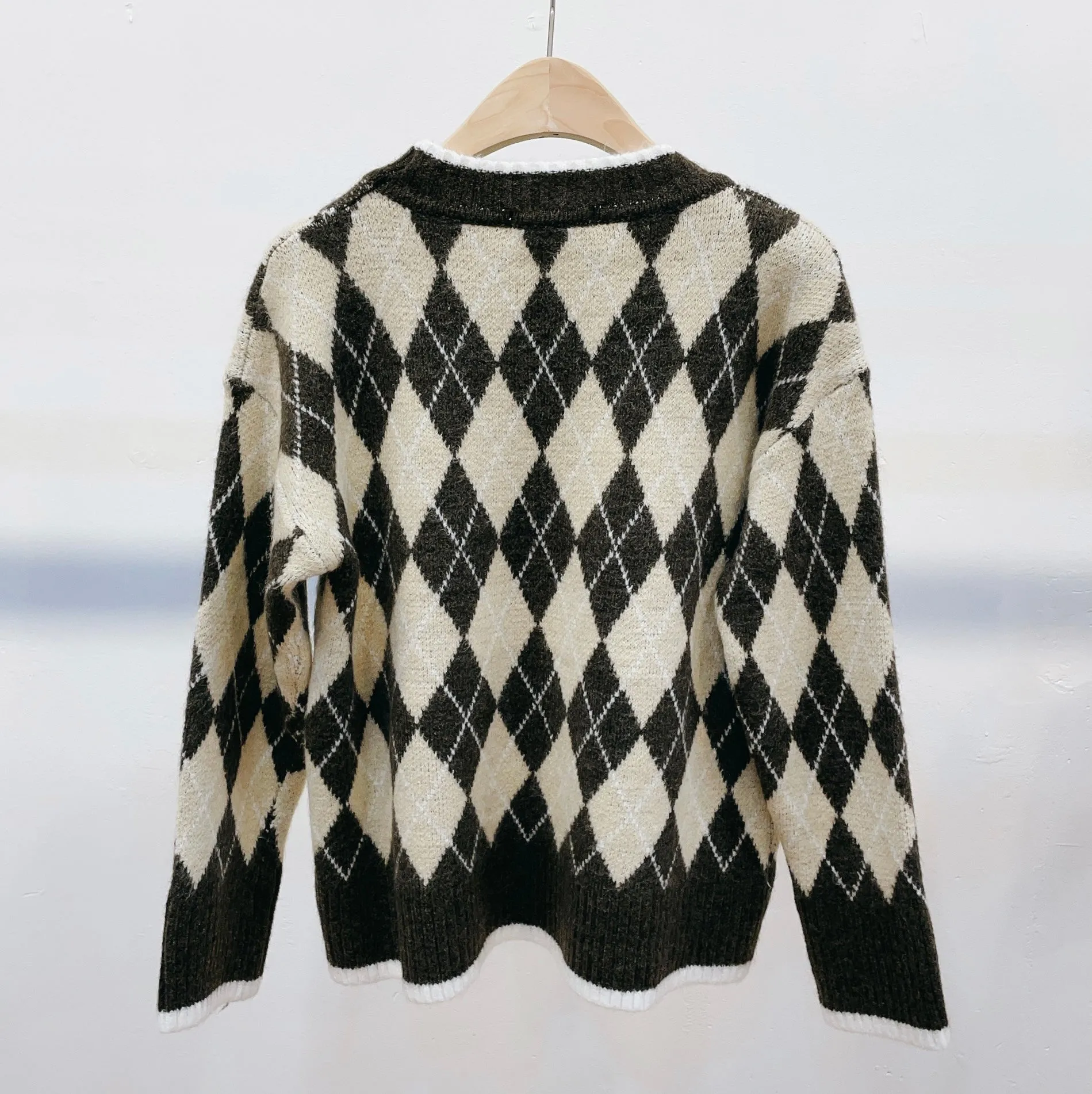 Checked pattern knitted wool jumpers