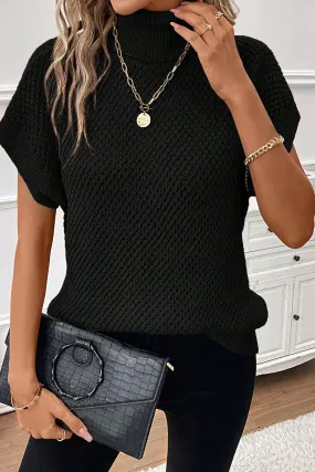 cheryl turtleneck short sleeve sweater - black, grey, khaki