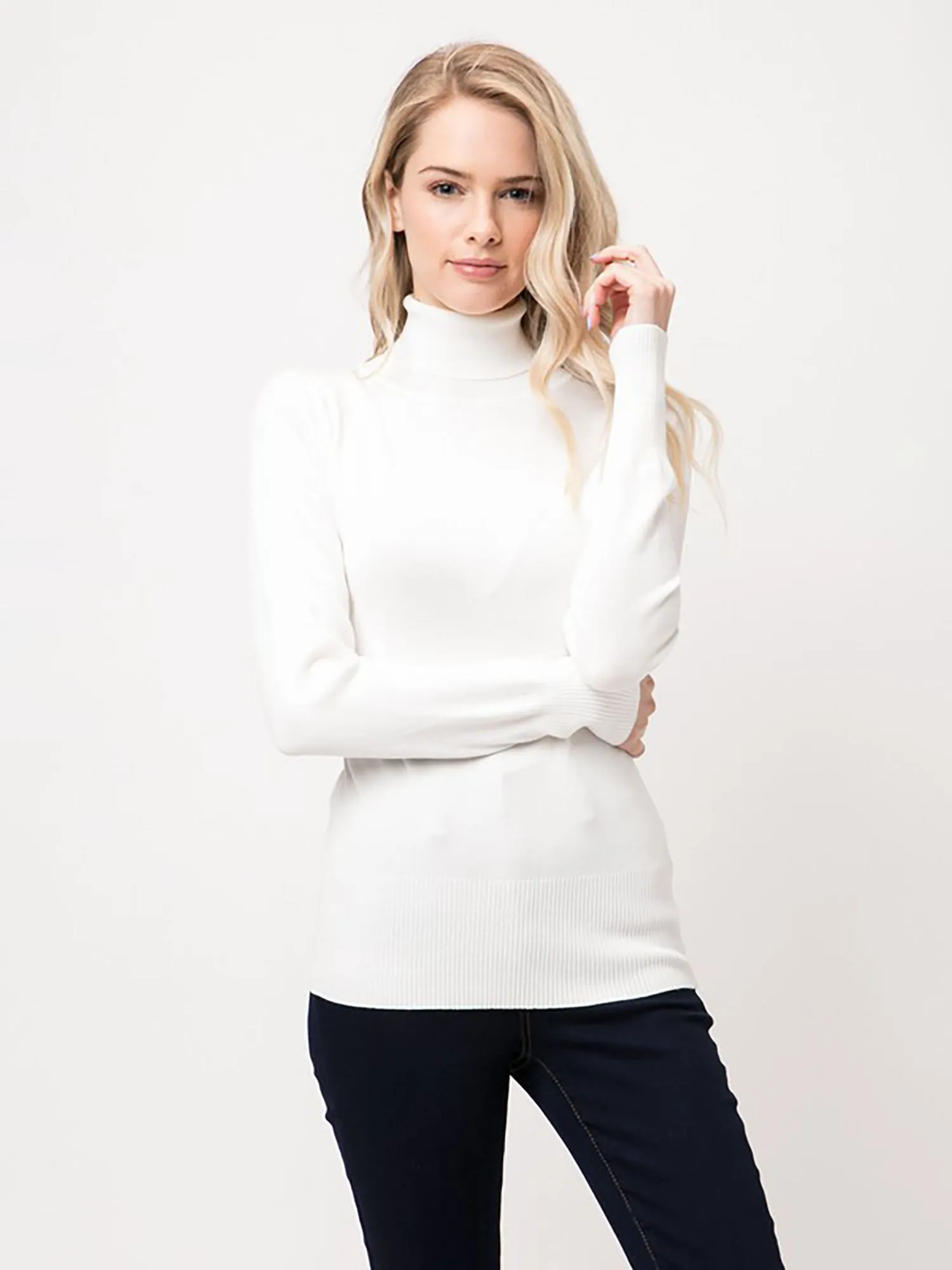 Cielo Contoured Turtleneck Pull Over Knit Sweater