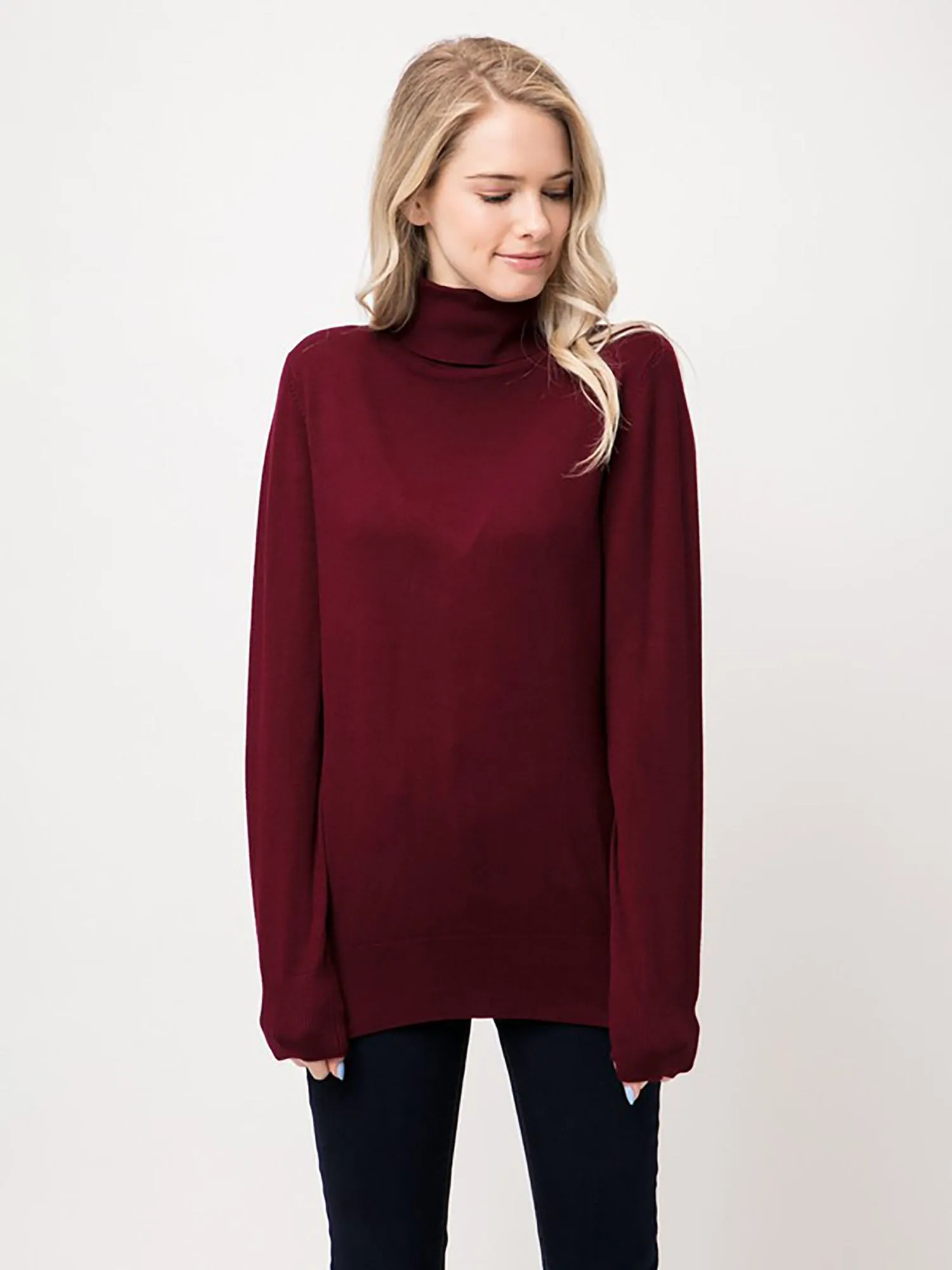 Cielo Contoured Turtleneck Pull Over Knit Sweater