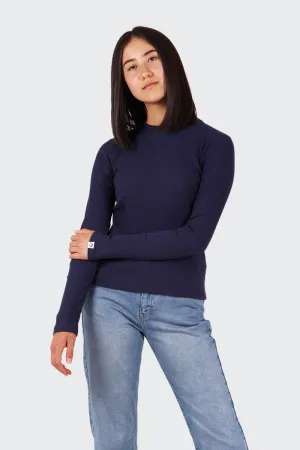 Classic Ribbed Long Sleeve T-Shirt - navy