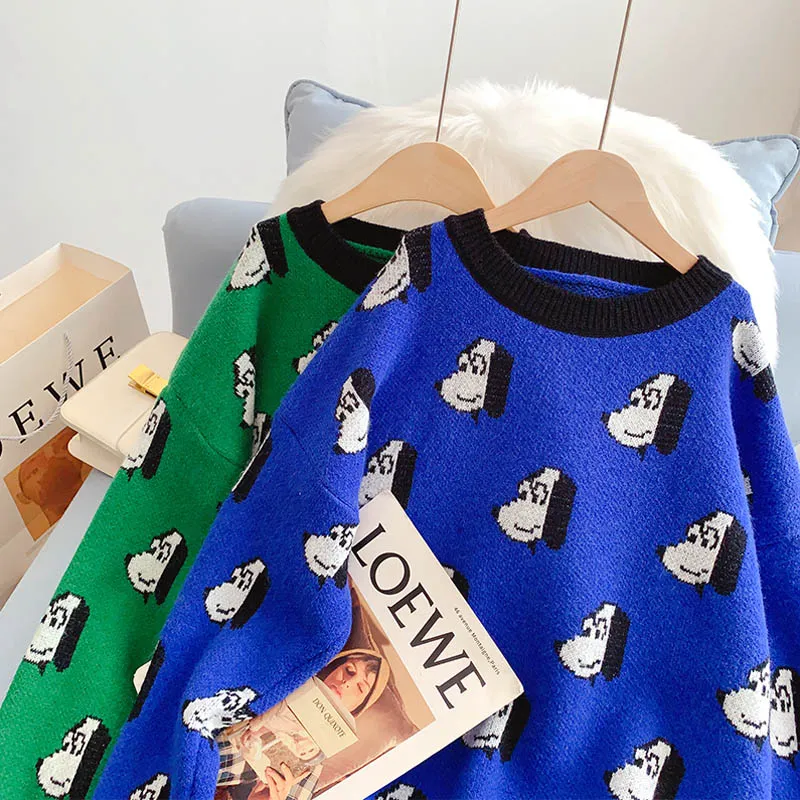 College style cute cartoon dog pattern sweater  5197