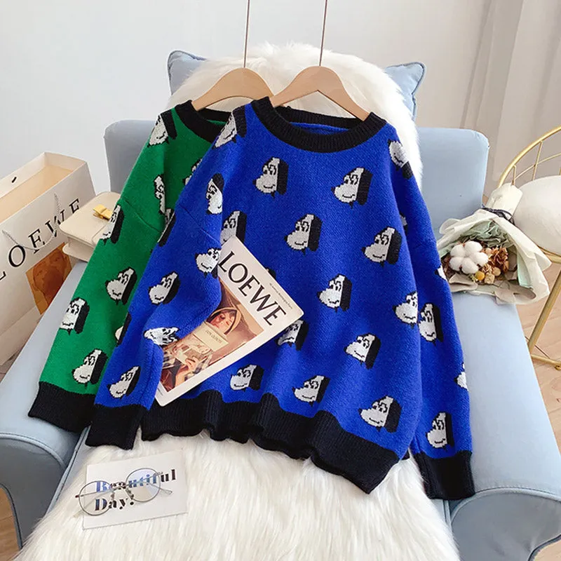 College style cute cartoon dog pattern sweater  5197