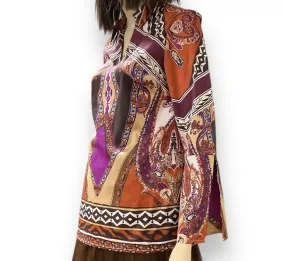 Colorful Western V Neck Split Sleeve Tunic