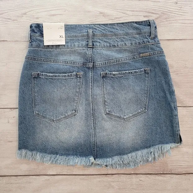 Country Roots Denim Skirt - Kancan - LARGE - FINAL SALE