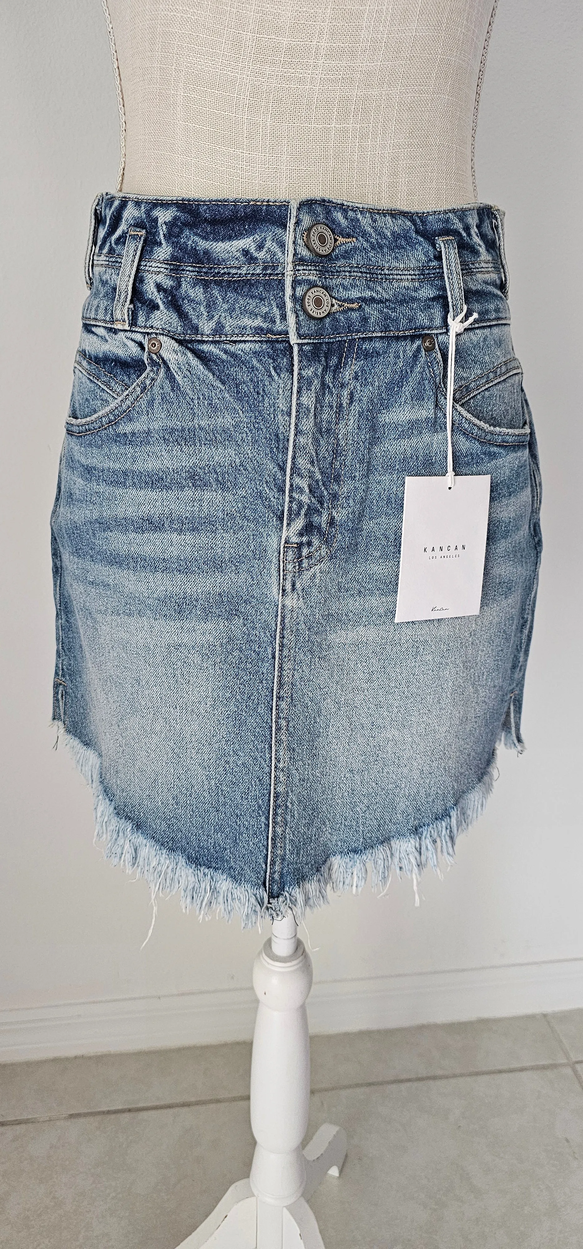 Country Roots Denim Skirt - Kancan - LARGE - FINAL SALE