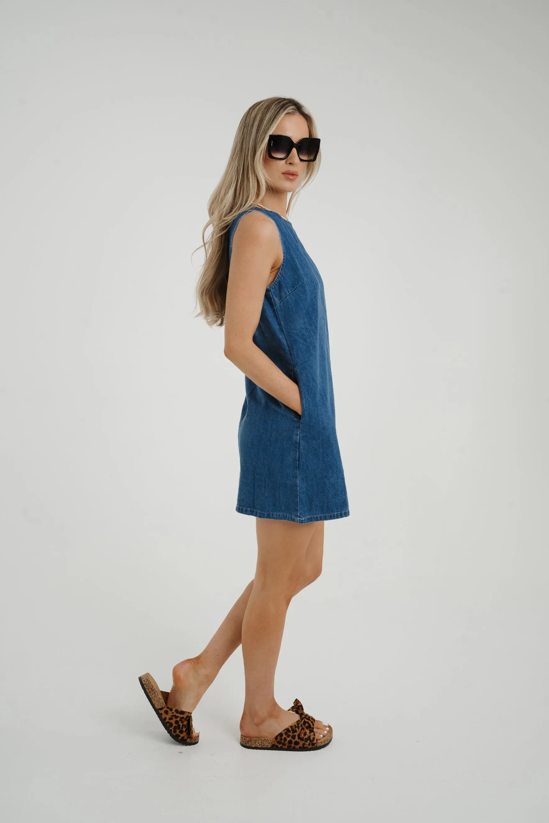 Daisy Denim Mini Dress In Dark Wash