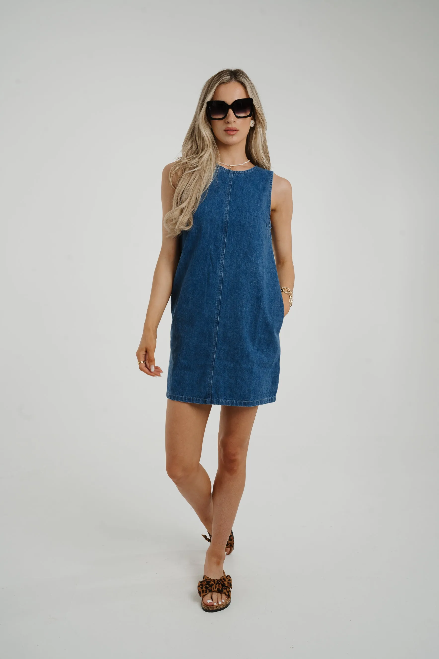 Daisy Denim Mini Dress In Dark Wash