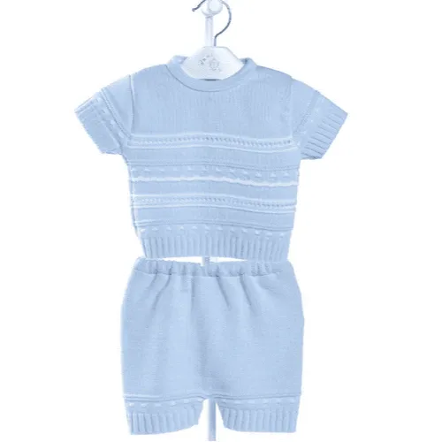 Dandelion Knitted Top and Shorts Set Blue