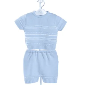 Dandelion Knitted Top and Shorts Set Blue