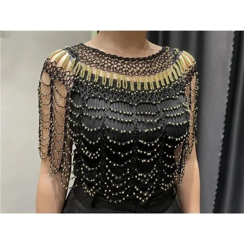 Dazzling Diva Beaded Cape Shrug