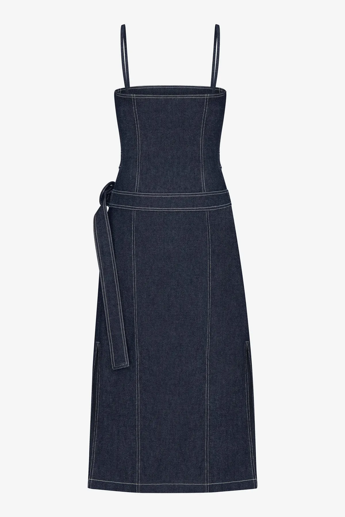 DENIM BELTED BUSTIER DRESS