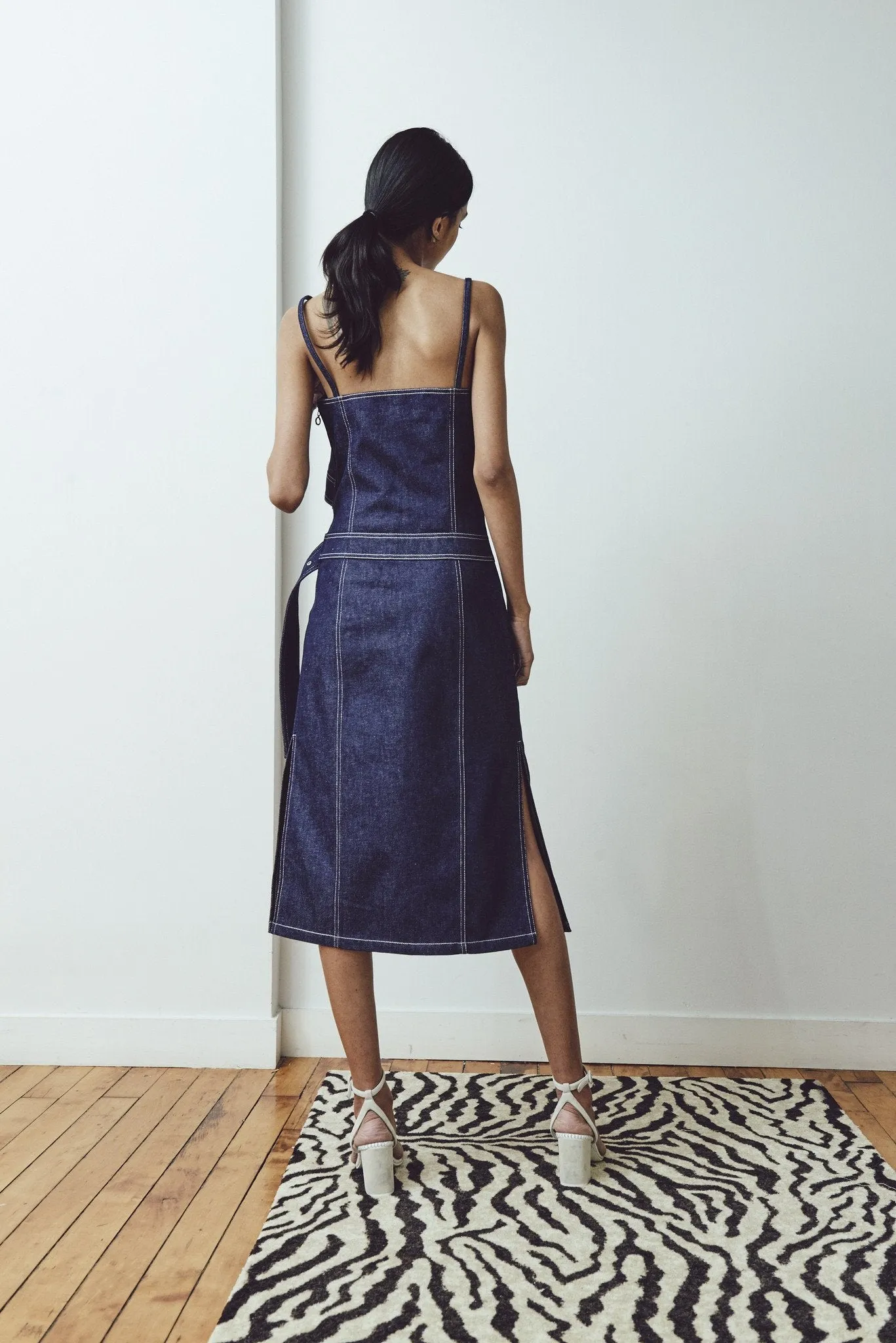 DENIM BELTED BUSTIER DRESS