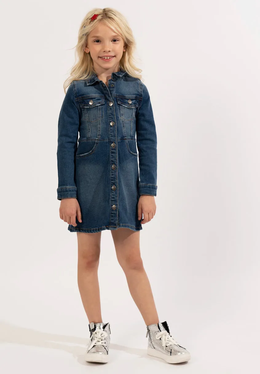 Denim Button Front Dress