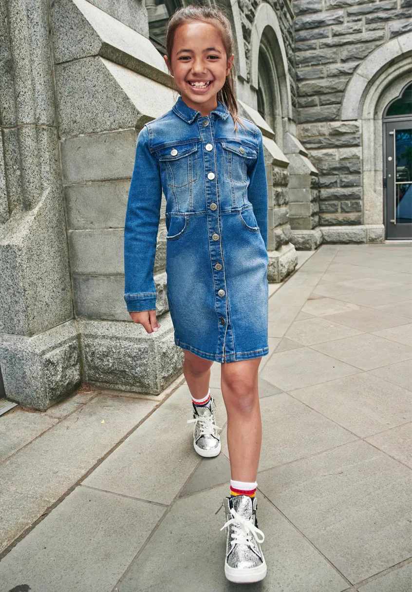 Denim Button Front Dress