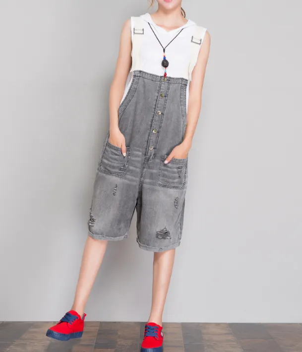 Denim Casual Spring Denim Overall Loose Short Women Jumpsuits QYCQ05113