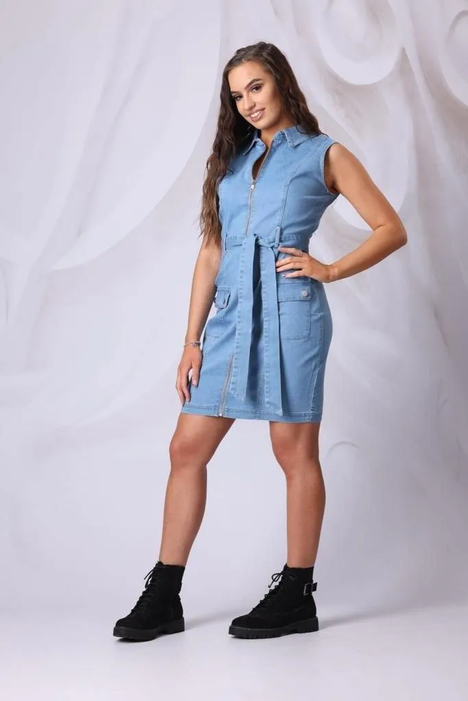 Denim Full Length Zip Dress