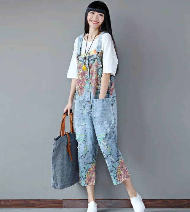 Denim Loose Casual Summer Denim Overall Loose Women Jumpsuits CNHK07155