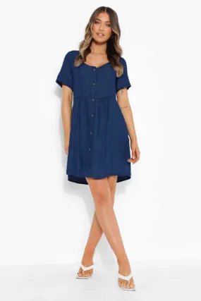 Denim Short Sleeve Smock Dress