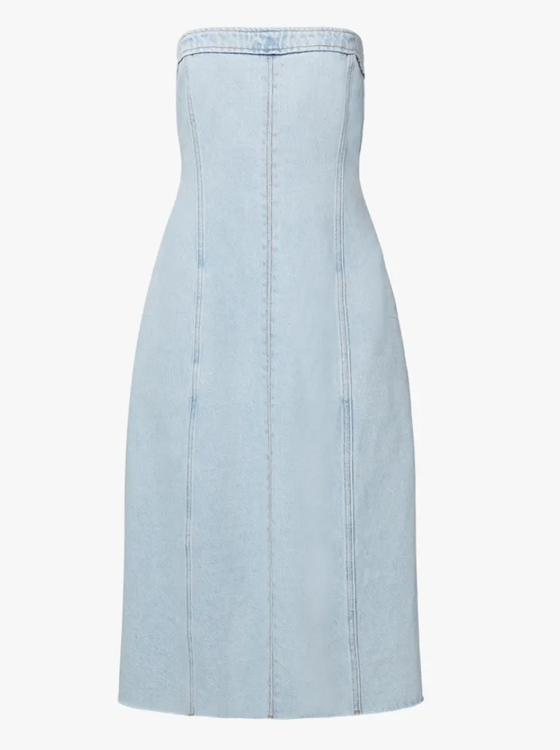 Denim Strapless Midi Dress Light