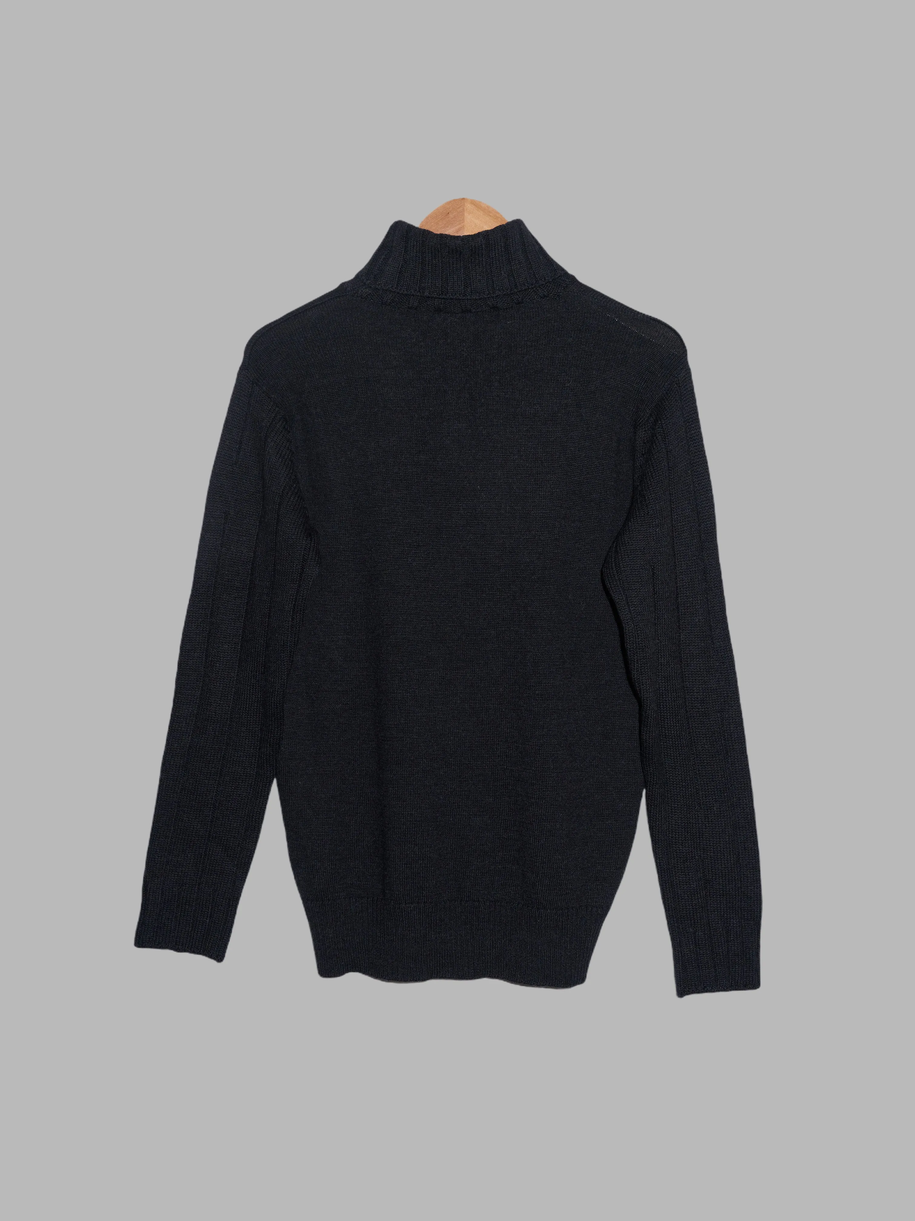 Dirk Schonberger charcoal wool turtleneck sweater with contrast sleeve - M S