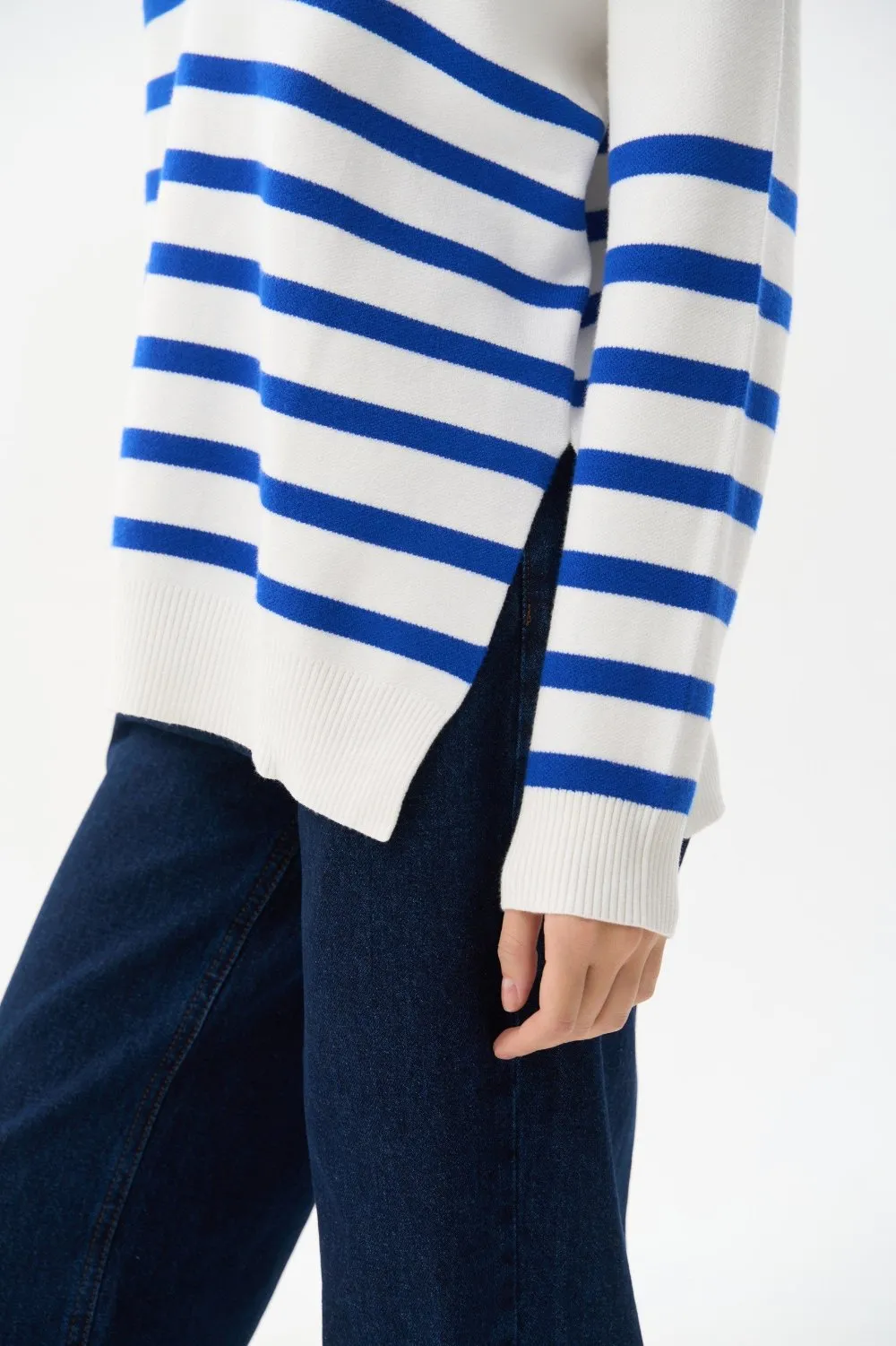 Electric Blue Striped Polo Sweater