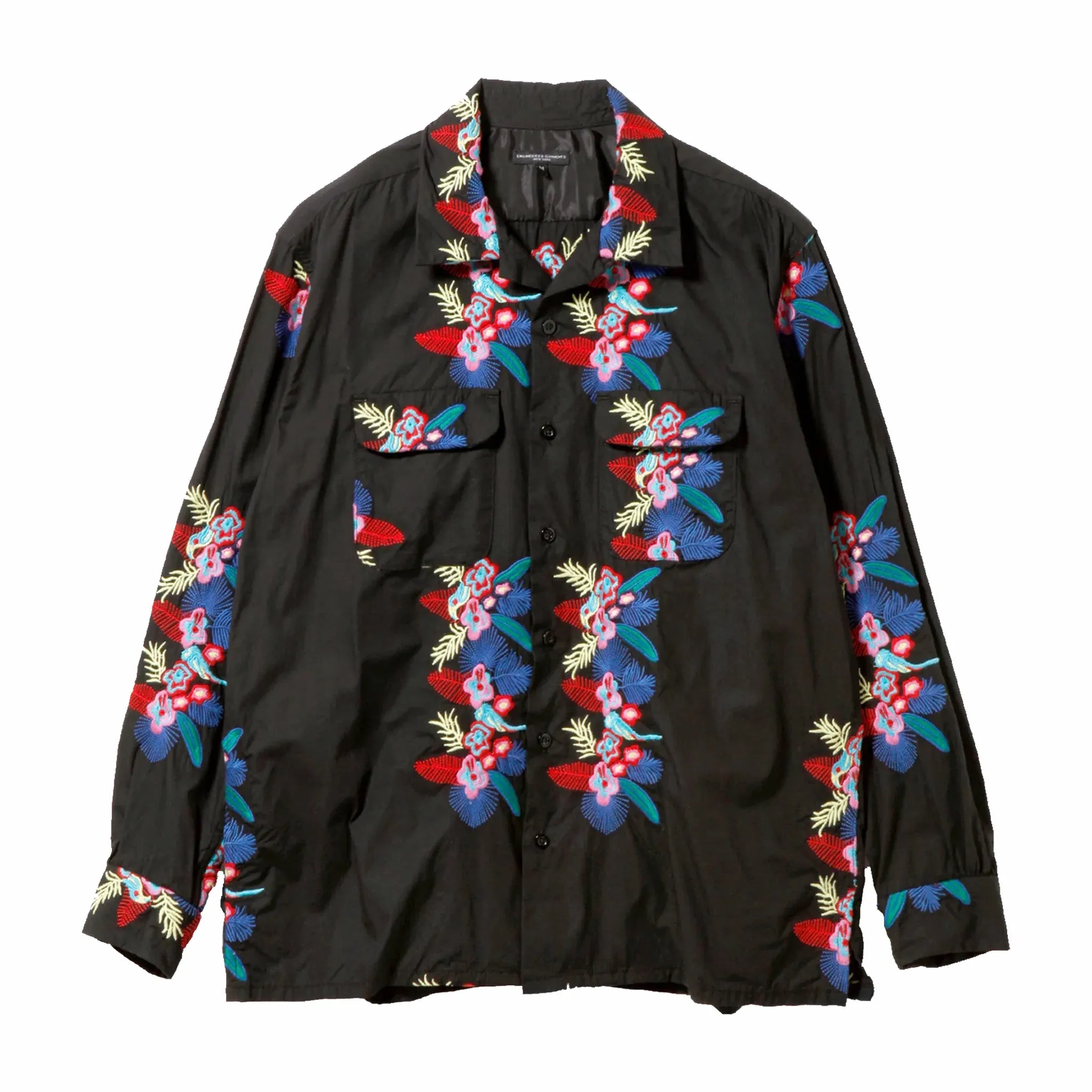 Engineered Garments Classic Shirt (Black Cotton Floral Embroidery Sheeting)