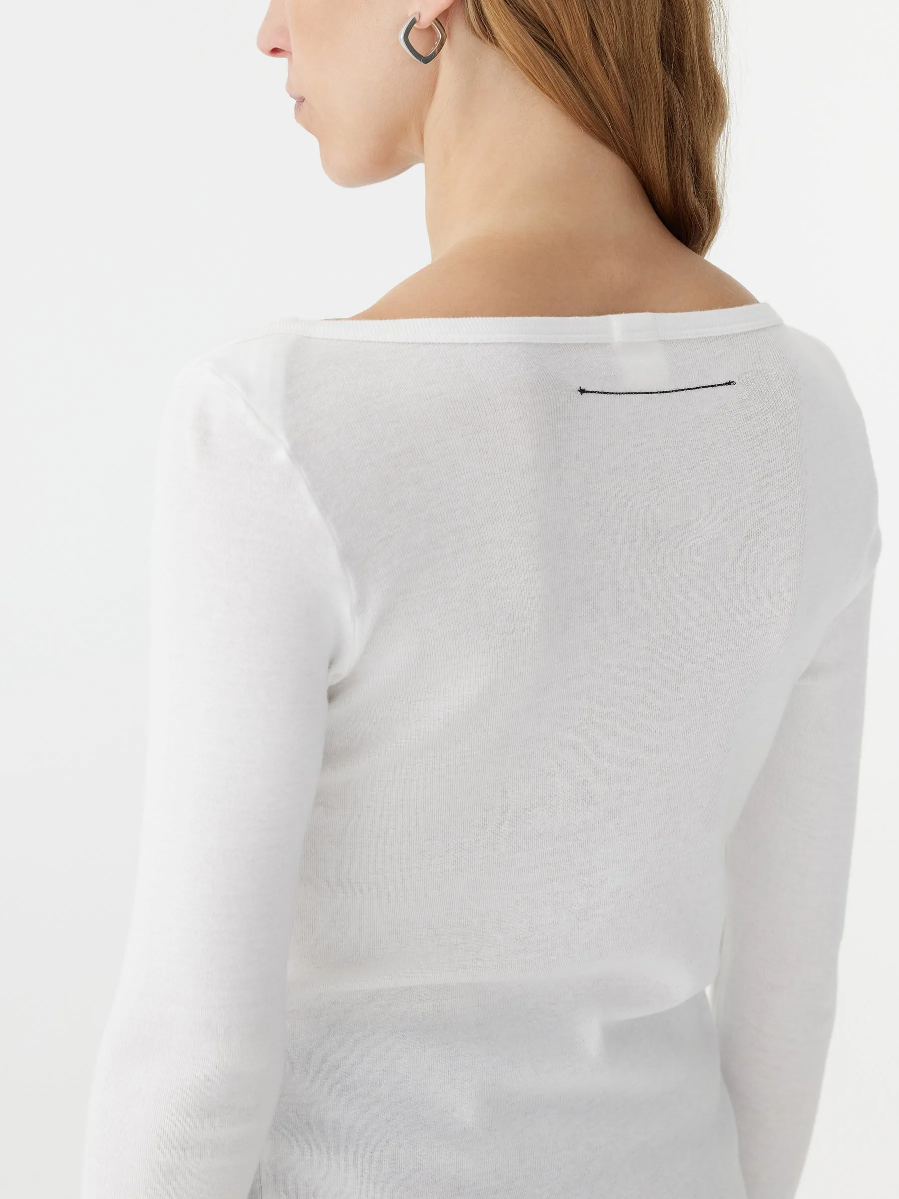 envelope neck rib long sleeve top