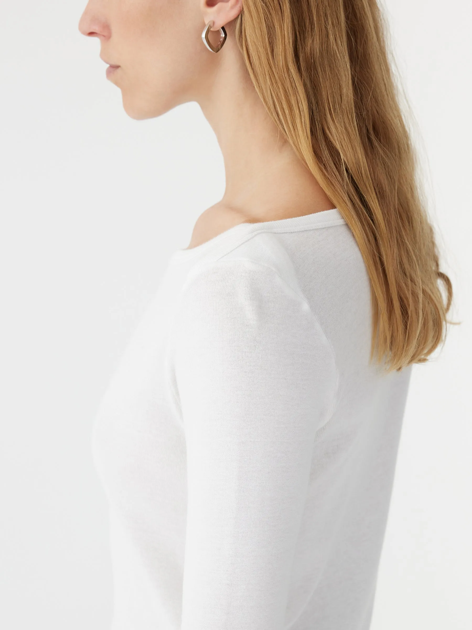 envelope neck rib long sleeve top