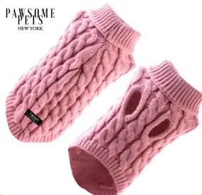 (EXTRA WARM) DOG AND CAT CABLE KNIT SWEATER - PINK