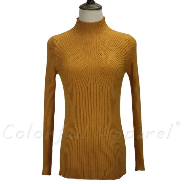 FATIKA Women Turtleneck Knitted Sweater Female Knitted Slim Pullover Ladies all-match Basic Thin Long Sleeve Shirt Clothing