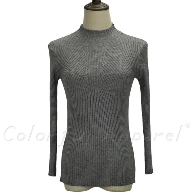 FATIKA Women Turtleneck Knitted Sweater Female Knitted Slim Pullover Ladies all-match Basic Thin Long Sleeve Shirt Clothing