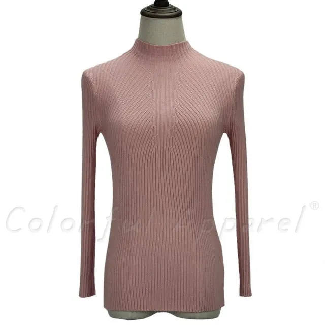 FATIKA Women Turtleneck Knitted Sweater Female Knitted Slim Pullover Ladies all-match Basic Thin Long Sleeve Shirt Clothing