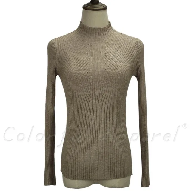 FATIKA Women Turtleneck Knitted Sweater Female Knitted Slim Pullover Ladies all-match Basic Thin Long Sleeve Shirt Clothing