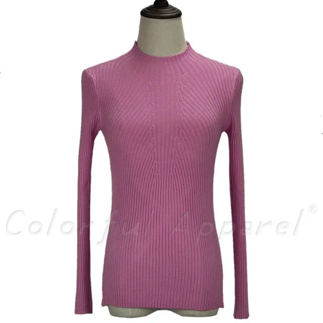 FATIKA Women Turtleneck Knitted Sweater Female Knitted Slim Pullover Ladies all-match Basic Thin Long Sleeve Shirt Clothing