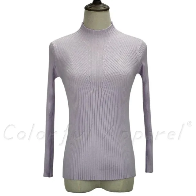 FATIKA Women Turtleneck Knitted Sweater Female Knitted Slim Pullover Ladies all-match Basic Thin Long Sleeve Shirt Clothing