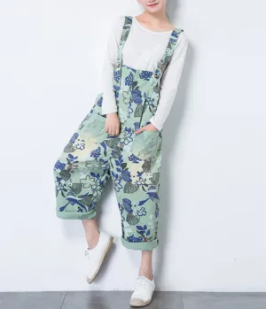 Floral Casual Spring Summer Cotton Overall Loose  Women Jumpsuits QYCQ05161