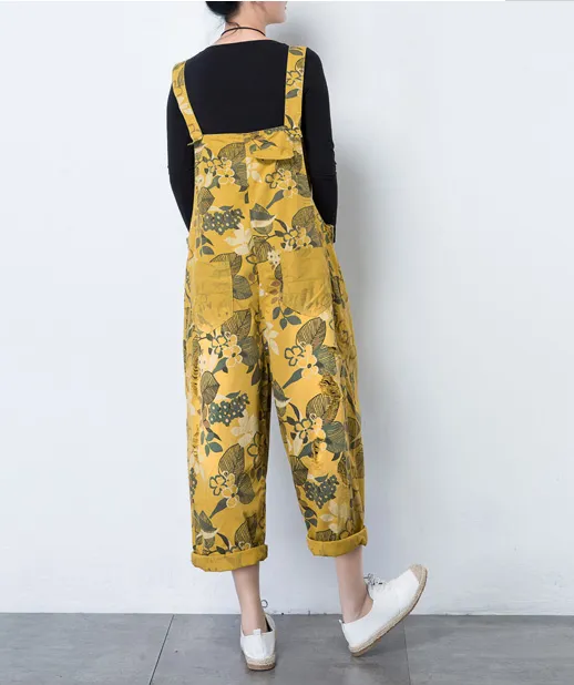 Floral Casual Spring Summer Cotton Overall Loose  Women Jumpsuits QYCQ05161