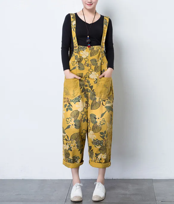 Floral Casual Spring Summer Cotton Overall Loose  Women Jumpsuits QYCQ05161